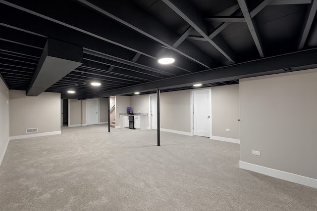 18506 Martin Ave, Homewood, IL 60430 - finished below grade area featuring light carpet and baseboards