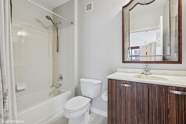635 N Dearborn St Unit 2506, Chicago, IL 60654 - bathroom with shower / bath combo with shower curtain, vanity, and tile patterned floors