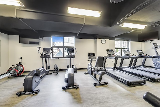 635 N Dearborn St Unit 2506, Chicago, IL 60654 - workout area with wood finished floors and baseboards