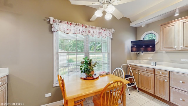 1513 Berwyn St, Spring Grove, IL 60081 - dining area with light tile patterned flooring and ceiling fan