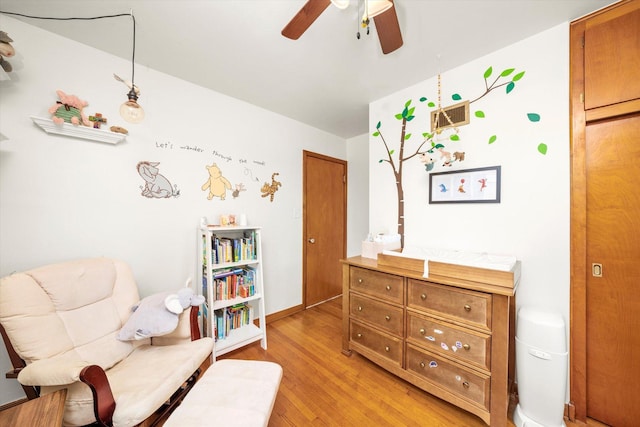 3820 Lombard Ave, Berwyn, IL 60402 - living area with light wood finished floors and a ceiling fan