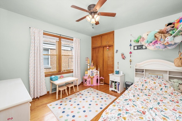 3820 Lombard Ave, Berwyn, IL 60402 - bedroom featuring light wood-style flooring and ceiling fan