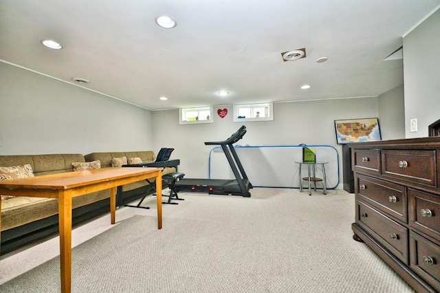 9666 Lois Dr Unit D, Des Plaines, IL 60016 - exercise area featuring light carpet and recessed lighting