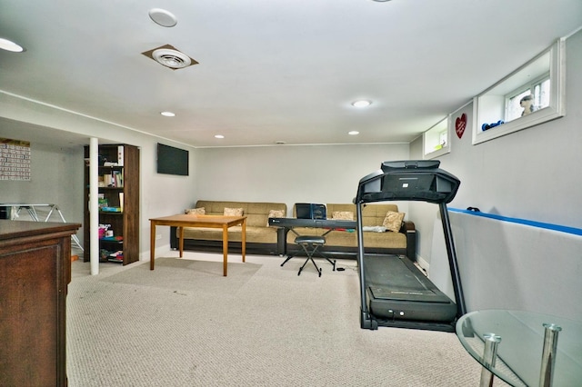 9666 Lois Dr Unit D, Des Plaines, IL 60016 - exercise area featuring carpet and recessed lighting