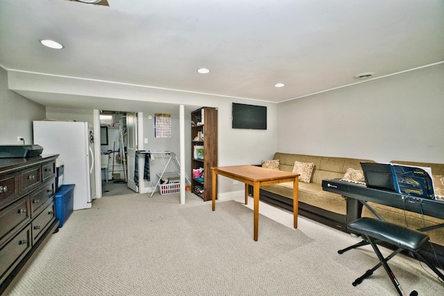 9666 Lois Dr Unit D, Des Plaines, IL 60016 - home office with light carpet and recessed lighting