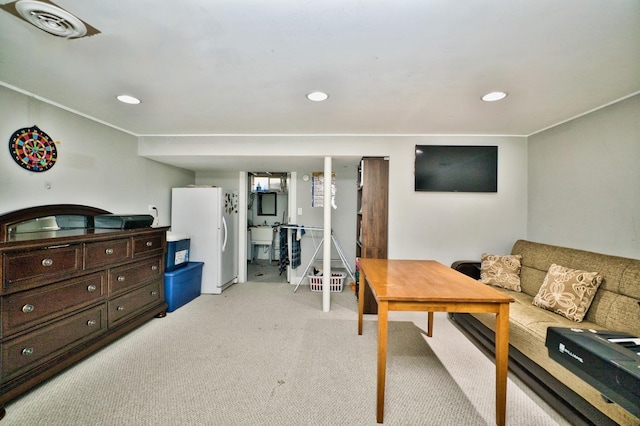 9666 Lois Dr Unit D, Des Plaines, IL 60016 - living area with light colored carpet and recessed lighting