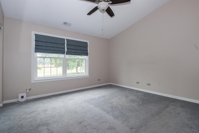 218 Partridge Ct, Algonquin, IL 60102 - spare room featuring carpet, a ceiling fan, and lofted ceiling