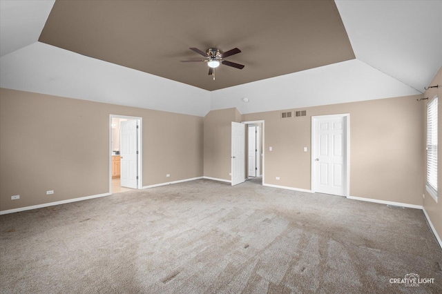 24209 Lavergne St, Plainfield, IL 60585 - carpeted empty room featuring lofted ceiling and ceiling fan