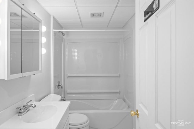 24209 Lavergne St, Plainfield, IL 60585 - bathroom featuring washtub / shower combination, vanity, and a paneled ceiling
