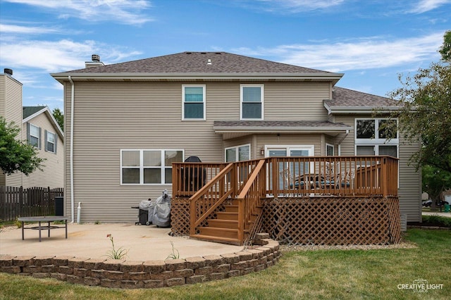 24209 Lavergne St, Plainfield, IL 60585 - rear view of house with a patio area, a deck, and roof with shingles
