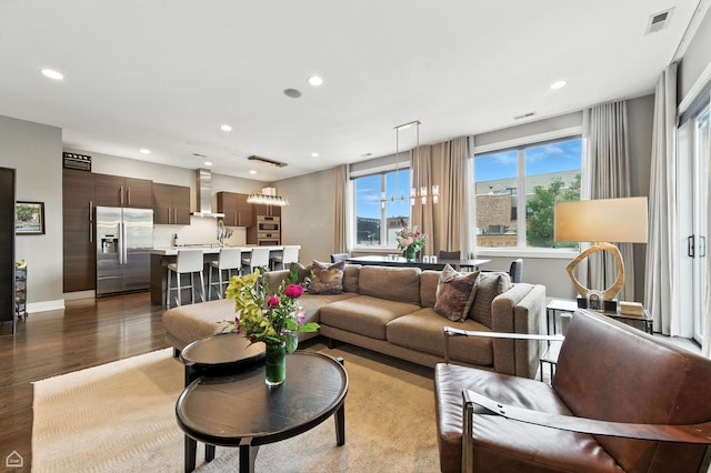 1312 W Madison St Unit 3A, Chicago, IL 60607 - living area with recessed lighting and dark wood-style floors
