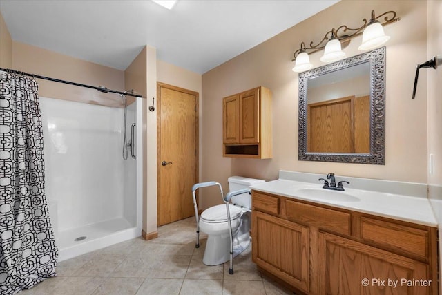 40 S Juniper Dr, North Aurora, IL 60542 - bathroom featuring vanity, curtained shower, and tile patterned flooring