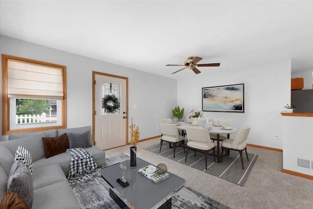 40 S Juniper Dr, North Aurora, IL 60542 - living room with carpet flooring and a ceiling fan
