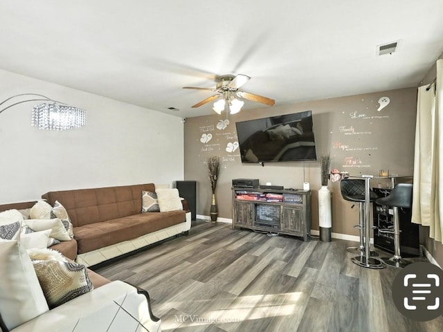 216 Cheshire Ct, Bolingbrook, IL 60440 - living area with wood finished floors and ceiling fan
