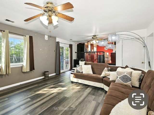 216 Cheshire Ct, Bolingbrook, IL 60440 - living area featuring ceiling fan, healthy amount of natural light, wood finished floors, and a chandelier