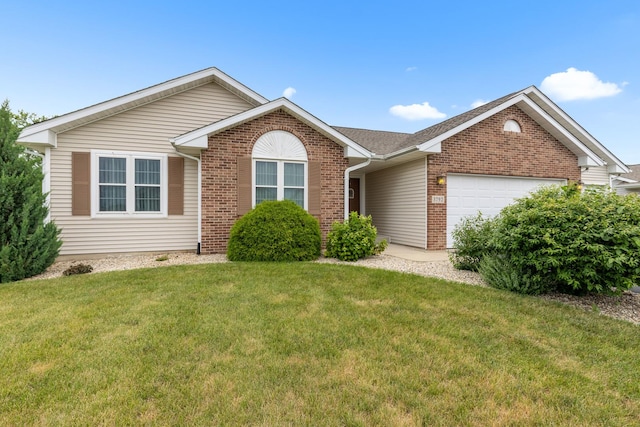 3792 Foxglove Ln, Winnebago, IL 61088 - ranch-style house featuring brick siding, a garage, and a front lawn