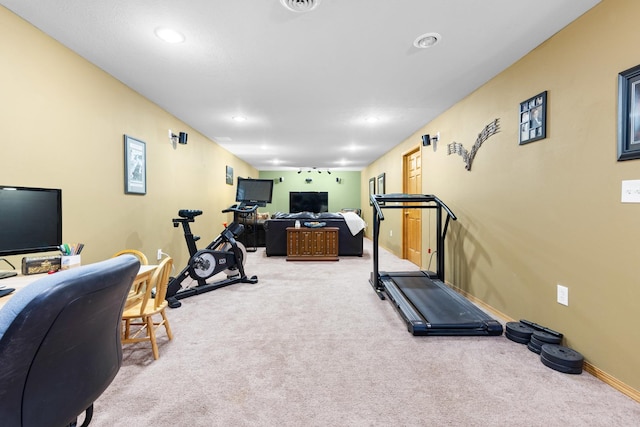 3792 Foxglove Ln, Winnebago, IL 61088 - workout room featuring light colored carpet and recessed lighting