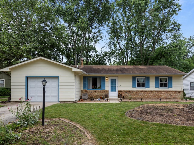 2305 Glenoak Dr, Champaign, IL 61821 - ranch-style house featuring concrete driveway, brick siding, an attached garage, and a front yard