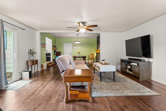 2305 Glenoak Dr, Champaign, IL 61821 - living area with ceiling fan and wood finished floors