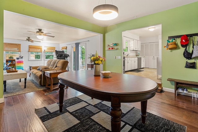 2305 Glenoak Dr, Champaign, IL 61821 - dining room with wood-type flooring and ceiling fan