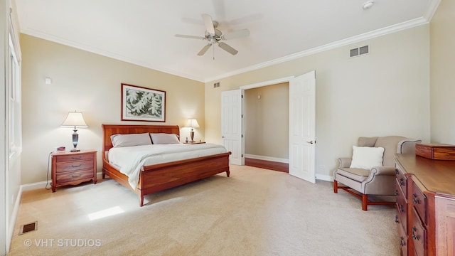 870 Legacy Rdg, Algonquin, IL 60102 - bedroom featuring crown molding, light carpet, and a ceiling fan