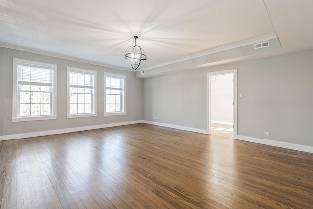 1535 W Estes Ave Unit 4, Chicago, IL 60626 - unfurnished room with a chandelier, hardwood / wood-style floors, and crown molding