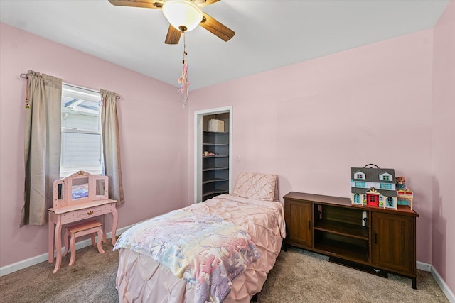 201 N Sycamore St, Villa Grove, IL 61956 - bedroom with light carpet and a ceiling fan