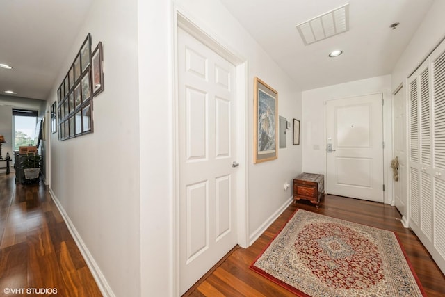 3450 S Halsted St Unit 416, Chicago, IL 60608 - hall with dark wood-type flooring and recessed lighting