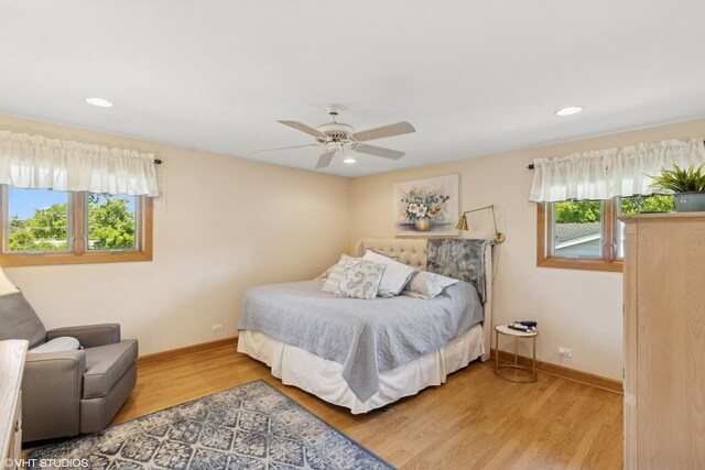1142 N Perry Dr, Palatine, IL 60067 - bedroom featuring wood finished floors, ceiling fan, and recessed lighting