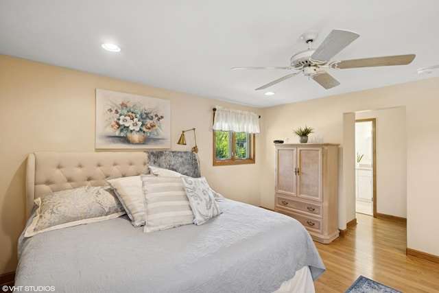 1142 N Perry Dr, Palatine, IL 60067 - bedroom with light wood-style flooring, ceiling fan, and recessed lighting