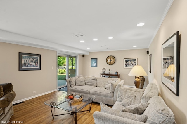 1142 N Perry Dr, Palatine, IL 60067 - living area featuring ornamental molding, recessed lighting, and wood finished floors
