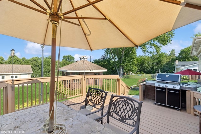 1142 N Perry Dr, Palatine, IL 60067 - wooden deck featuring a lawn and a grill