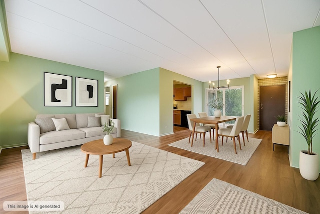 128 E Bailey Rd Unit G, Naperville, IL 60565 - living room featuring a chandelier and wood finished floors