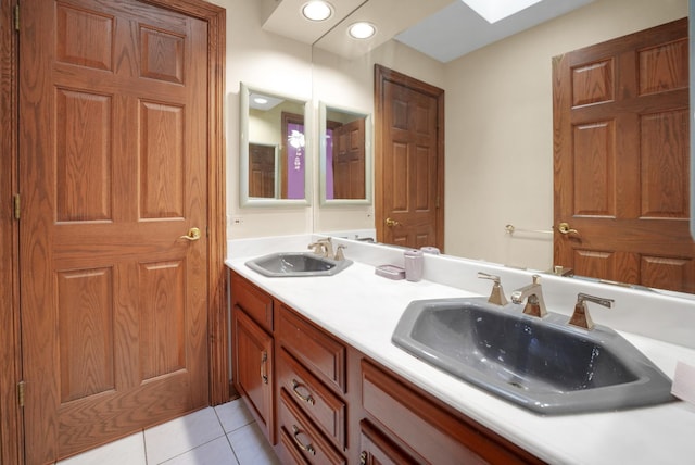 1816 Princeton Rd, Flossmoor, IL 60422 - full bathroom with double vanity, tile patterned floors, and recessed lighting