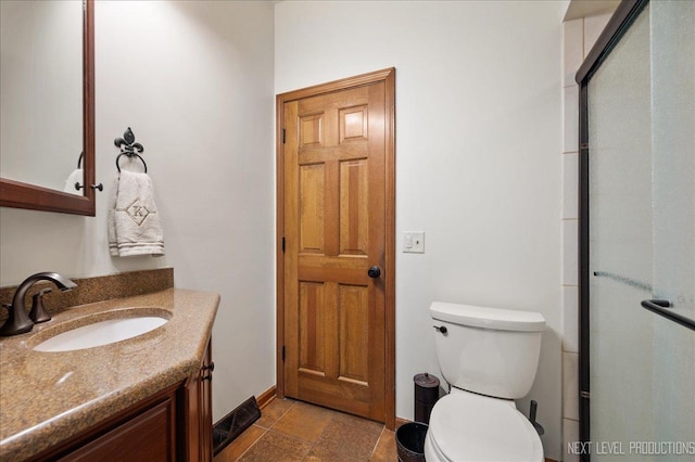 1509 Keim Ct, Saint Charles, IL 60174 - bathroom featuring vanity, a shower with door, and stone finish floors
