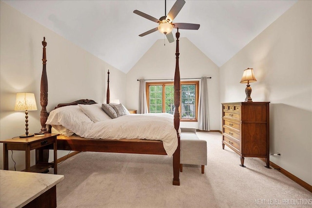 1509 Keim Ct, Saint Charles, IL 60174 - bedroom with light carpet, ceiling fan, and high vaulted ceiling