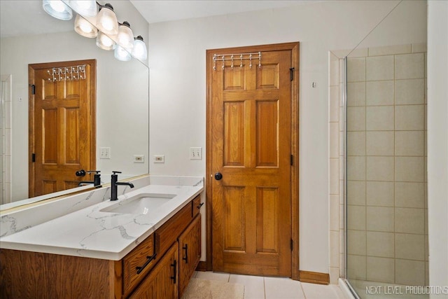 1509 Keim Ct, Saint Charles, IL 60174 - full bathroom with vanity, tiled shower, and tile patterned floors