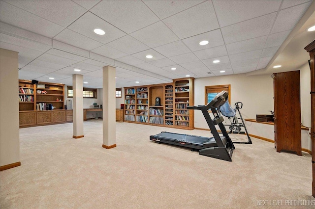1509 Keim Ct, Saint Charles, IL 60174 - exercise area featuring carpet flooring, built in features, and recessed lighting