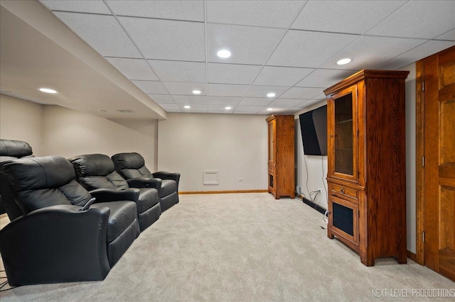 1509 Keim Ct, Saint Charles, IL 60174 - home theater room featuring light carpet, recessed lighting, and a paneled ceiling