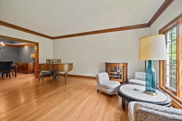 1509 Keim Ct, Saint Charles, IL 60174 - living area featuring light wood-style flooring and ornamental molding