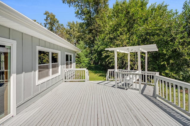 160 E Terra Cotta Ave, Crystal Lake, IL 60014 - wooden deck featuring a pergola and view of scattered trees