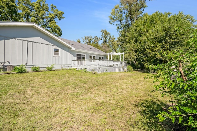 160 E Terra Cotta Ave, Crystal Lake, IL 60014 - view of grassy yard with a wooden deck and a pergola