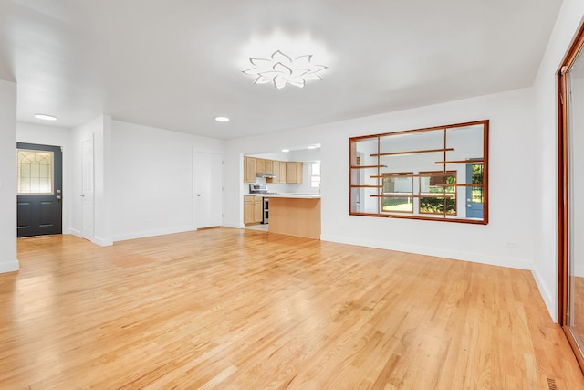 160 E Terra Cotta Ave, Crystal Lake, IL 60014 - unfurnished living room featuring light wood-style flooring, plenty of natural light, and recessed lighting