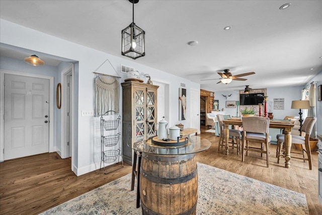 6 Barbados Ct N, Putnam, IL 61560 - dining space with ceiling fan, wood finished floors, and recessed lighting