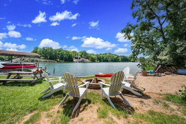 6 Barbados Ct N, Putnam, IL 61560 - view of yard with a fire pit and a water view
