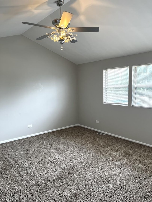19708 S Skye Dr, Frankfort, IL 60423 - carpeted empty room featuring lofted ceiling and a ceiling fan