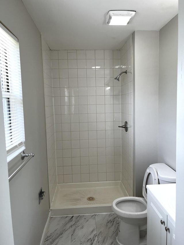19708 S Skye Dr, Frankfort, IL 60423 - full bath with marble look tiles, vanity, and a stall shower