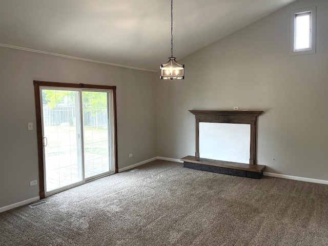 19708 S Skye Dr, Frankfort, IL 60423 - unfurnished room with carpet flooring, lofted ceiling, and crown molding