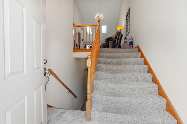 7672 Thistlewood Ln, Frankfort, IL 60423 - stairway with a chandelier