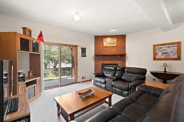 7672 Thistlewood Ln, Frankfort, IL 60423 - living area featuring light colored carpet and a fireplace